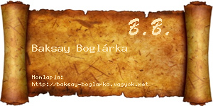 Baksay Boglárka névjegykártya